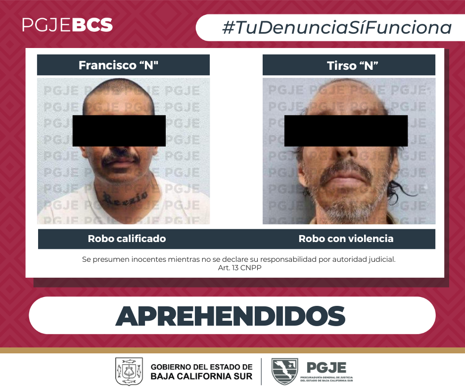 Capturan a dos hombres por robos con violencia en La Paz y Comondú ...