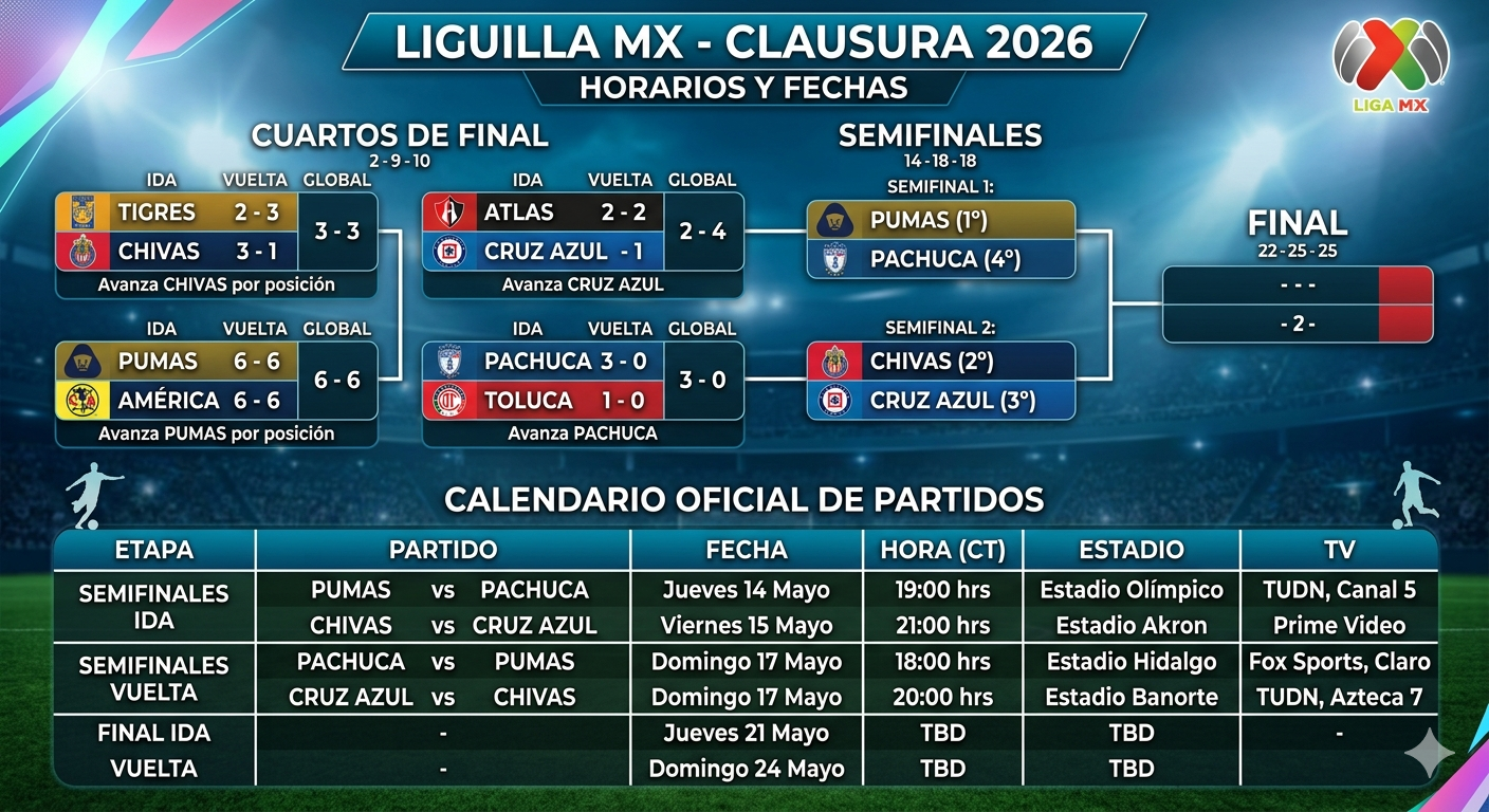 Definidas las Semifinales del Clausura 2026: Horarios y Canales ...